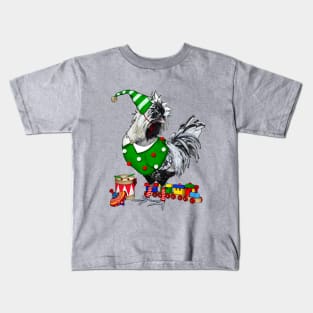 Silver Laced Polish Rooster Elf With Toys Kids T-Shirt